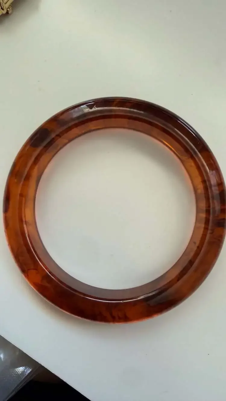 Vintage Bakelite Amber Tortoiseshell Bangle Bracelets Set of 2. - Picture 3 of 6